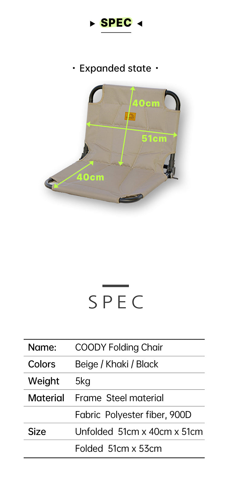 Coody Klappbarer Bodenstuhl